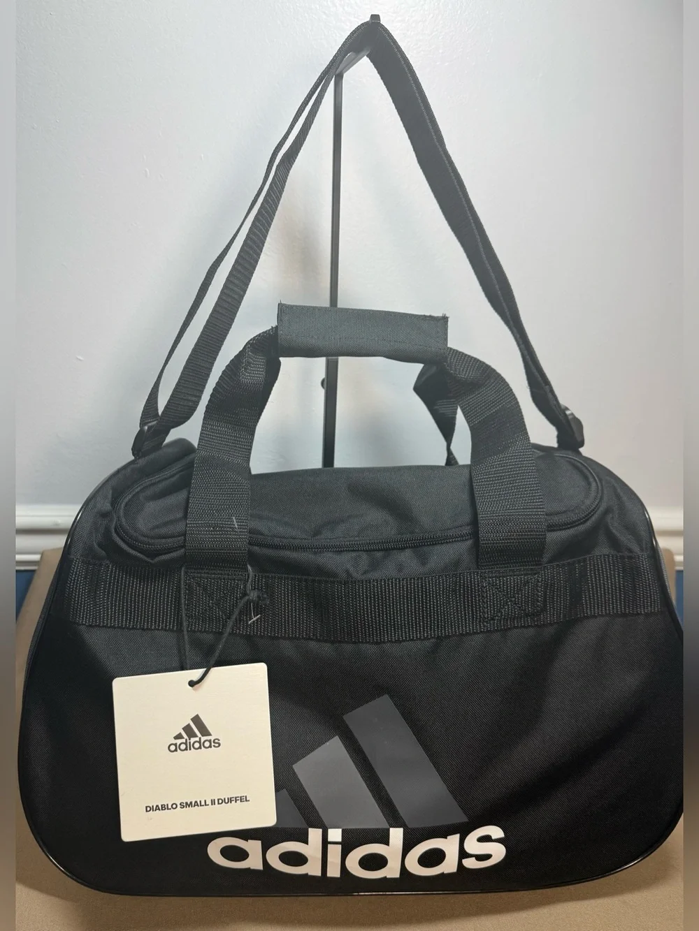 adidas Black Small Duffel Bag with White Logo